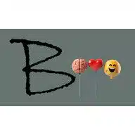 Colorful Halloween-themed image featuring the word "Boo" with a brain, heart, and smiley face balloon. Ideal for festive decorations or party invitations.